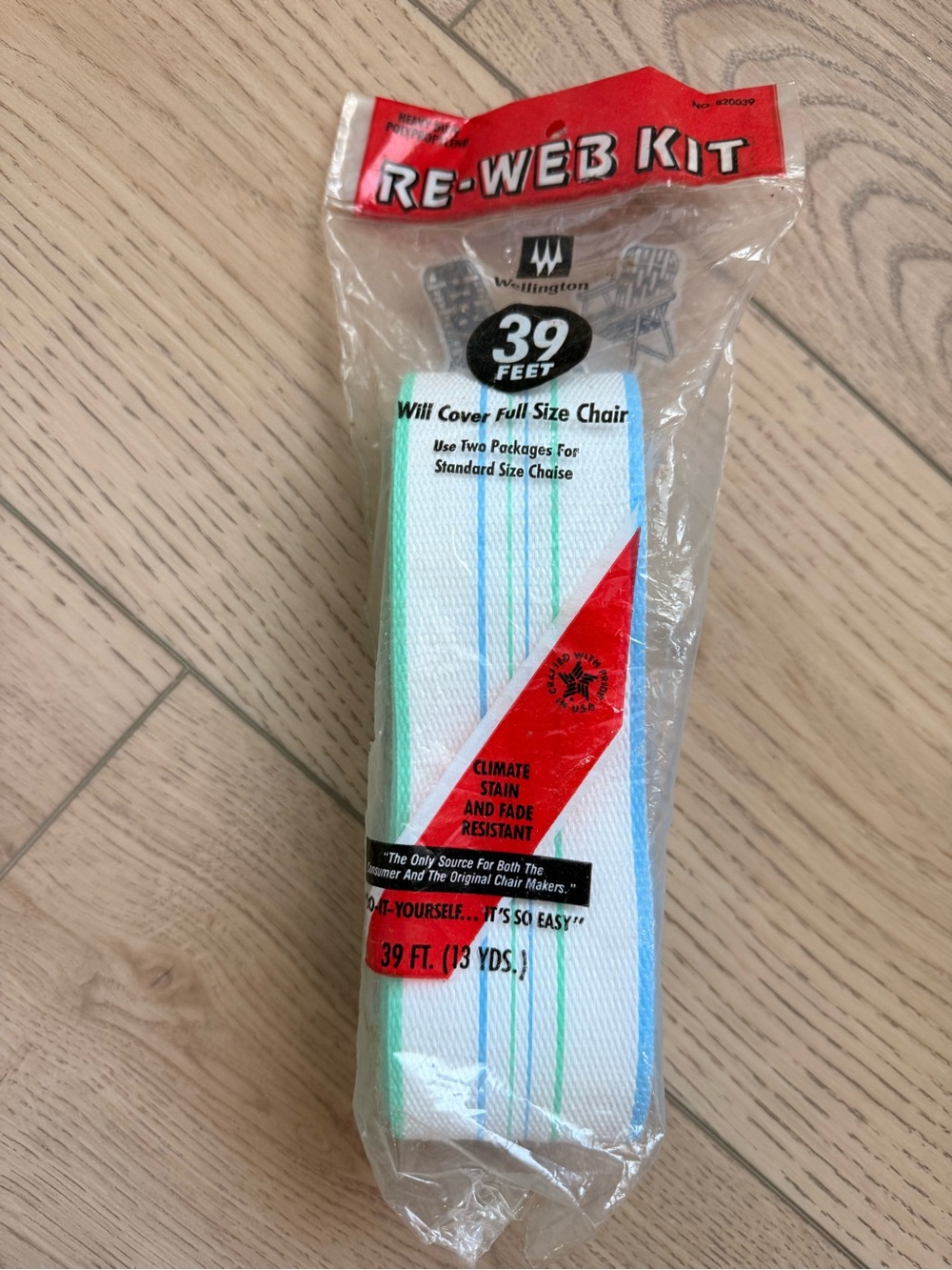 Lawn Chair Re-Web Kit — White with Blue & Green Stripes